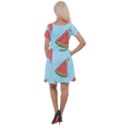 Watermelon-blue Cap Sleeve Velour Dress  View2