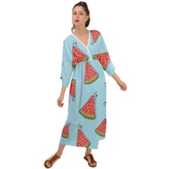 Watermelon-blue Grecian Style  Maxi Dress by nateshop