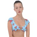 Watermelon-blue Cap Sleeve Ring Bikini Top View1