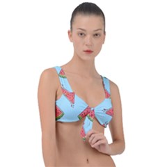 Watermelon-blue Front Tie Bikini Top by nateshop