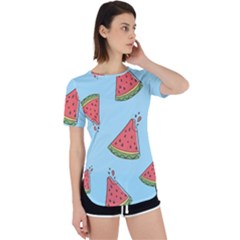 Watermelon-blue Perpetual Short Sleeve T-shirt by nateshop