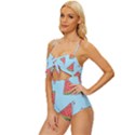 Watermelon-blue Knot Front One-Piece Swimsuit View2