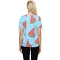 Watermelon-blue Bow Sleeve Button Up Top View4