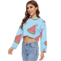 Watermelon-blue Women s Lightweight Cropped Hoodie View2