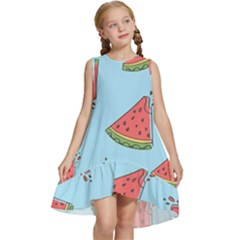 Watermelon-blue Kids  Frill Swing Dress by nateshop