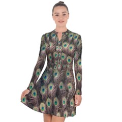 Bird-peacock Long Sleeve Panel Dress by nateshop