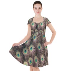 Bird-peacock Cap Sleeve Midi Dress by nateshop