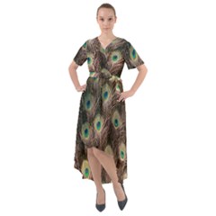 Bird-peacock Front Wrap High Low Dress