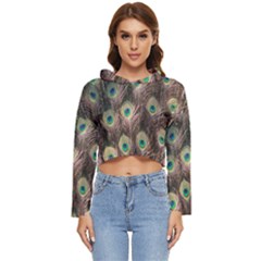 Bird-peacock Women s Lightweight Cropped Hoodie by nateshop