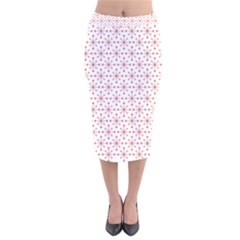 Pattern Christmas Pattern Red Stars Velvet Midi Pencil Skirt by Sapixe