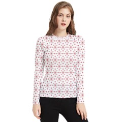 Pattern Christmas Pattern Red Stars Women s Long Sleeve Rash Guard by Sapixe