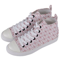 Pattern Christmas Pattern Red Stars Women s Mid-top Canvas Sneakers by Sapixe