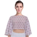 Pattern christmas pattern red stars Tie Back Butterfly Sleeve Chiffon Top View1