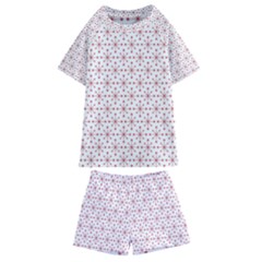 Pattern Christmas Pattern Red Stars Kids  Swim Tee And Shorts Set by Sapixe