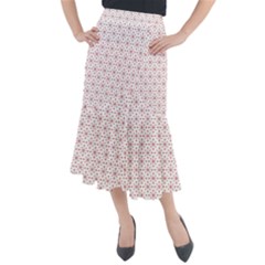 Pattern Christmas Pattern Red Stars Midi Mermaid Skirt by Sapixe