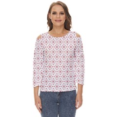 Pattern Christmas Pattern Red Stars Cut Out Wide Sleeve Top