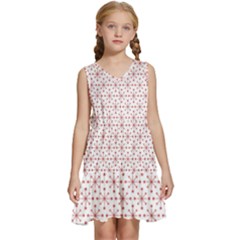 Pattern Christmas Pattern Red Stars Kids  Sleeveless Tiered Mini Dress by Sapixe