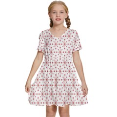 Pattern Christmas Pattern Red Stars Kids  Short Sleeve Tiered Mini Dress by Sapixe