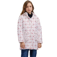 Pattern Christmas Pattern Red Stars Kid s Hooded Longline Puffer Jacket by Sapixe