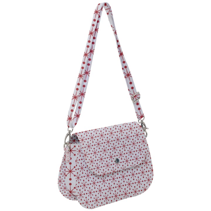 Pattern christmas pattern red stars Saddle Handbag