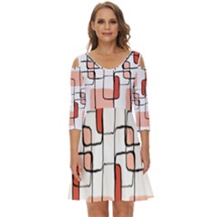 Abstract Seamless Pattern Art Shoulder Cut Out Zip Up Dress