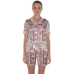 Tribal Pattern Vintage Texture Satin Short Sleeve Pajamas Set by Sapixe