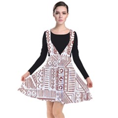 Tribal Pattern Vintage Texture Plunge Pinafore Dress by Sapixe