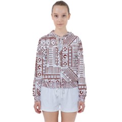 Tribal Pattern Vintage Texture Women s Tie Up Sweat