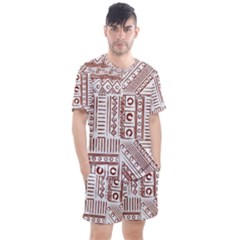 Tribal Pattern Vintage Texture Men s Mesh Tee and Shorts Set