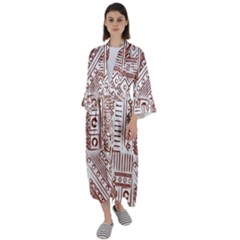 Tribal Pattern Vintage Texture Maxi Satin Kimono