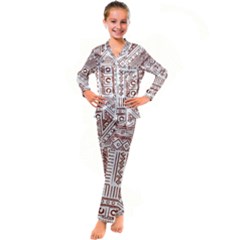 Tribal Pattern Vintage Texture Kid s Satin Long Sleeve Pajamas Set by Sapixe