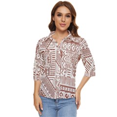 Tribal Pattern Vintage Texture Women s Quarter Sleeve Pocket Shirt