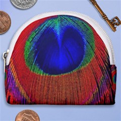 Peacock Plumage Fearher Bird Pattern Horseshoe Style Canvas Pouch by Sapixe