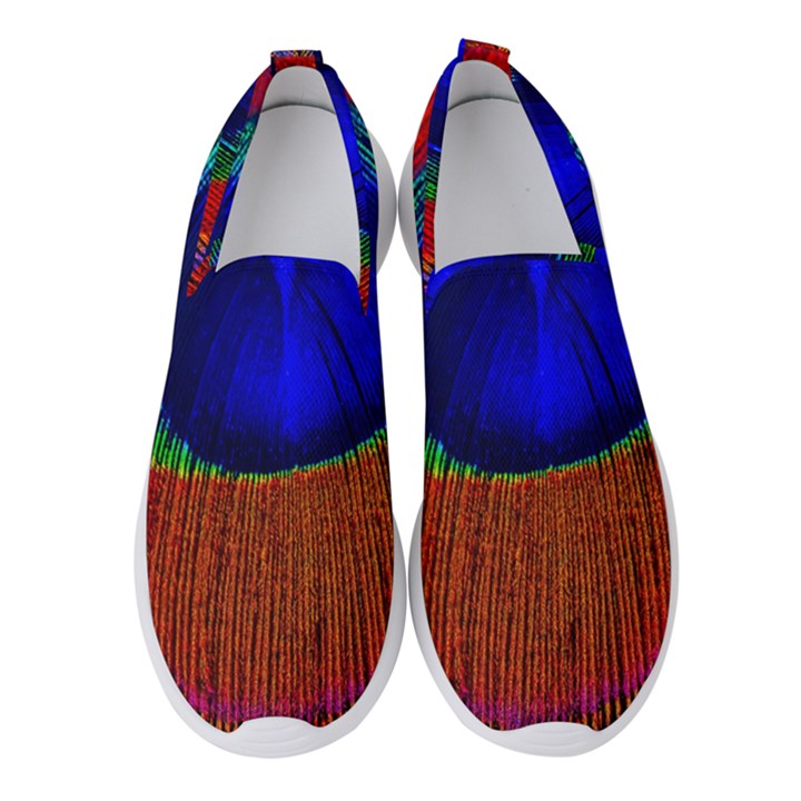 Peacock Plumage Fearher Bird Pattern Women s Slip On Sneakers