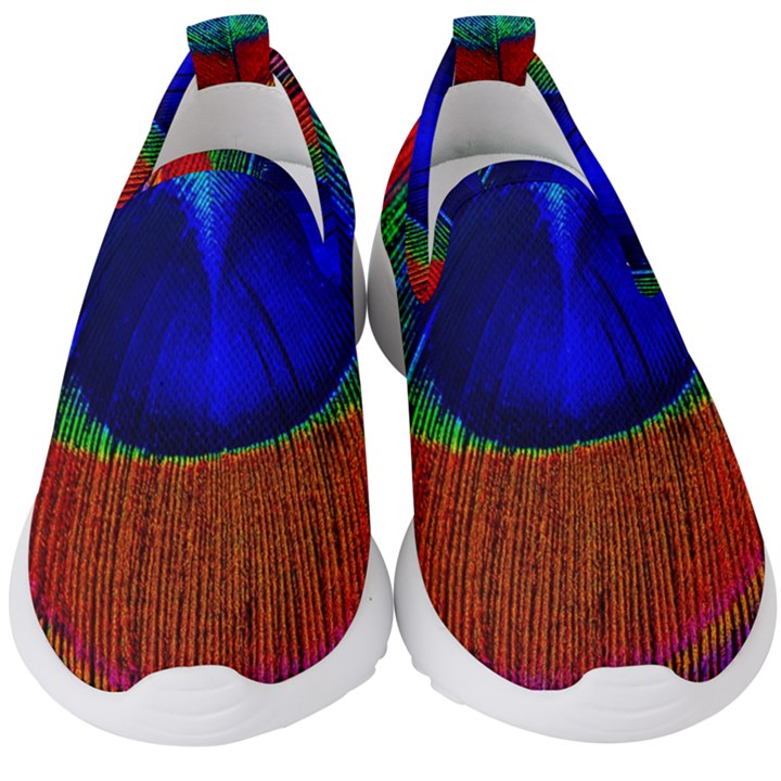 Peacock Plumage Fearher Bird Pattern Kids  Slip On Sneakers