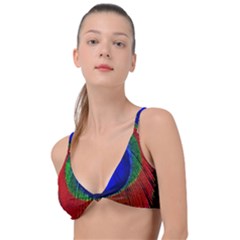 Peacock Plumage Fearher Bird Pattern Knot Up Bikini Top by Sapixe