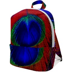 Peacock Plumage Fearher Bird Pattern Zip Up Backpack by Sapixe