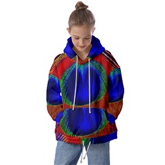 Peacock Plumage Fearher Bird Pattern Kids  Oversized Hoodie by Sapixe