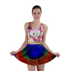 Peacock Plumage Fearher Bird Pattern Mini Skirt