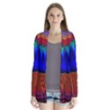 Peacock Plumage Fearher Bird Pattern Drape Collar Cardigan View1