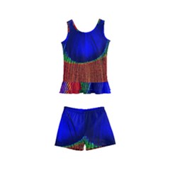 Peacock Plumage Fearher Bird Pattern Kids  Boyleg Swimsuit by Sapixe