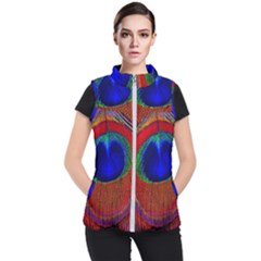 Peacock Plumage Fearher Bird Pattern Women s Puffer Vest by Sapixe