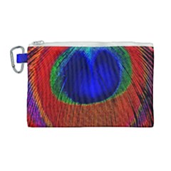 Peacock Plumage Fearher Bird Pattern Canvas Cosmetic Bag (large) by Sapixe