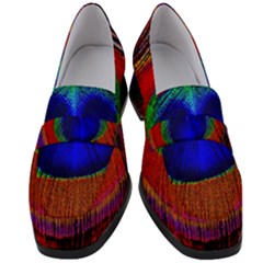 Peacock Plumage Fearher Bird Pattern Women s Chunky Heel Loafers by Sapixe