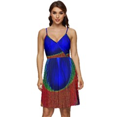 Peacock Plumage Fearher Bird Pattern V-neck Pocket Summer Dress  by Sapixe