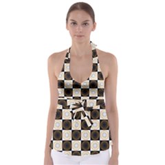 Illustration Checkered Pattern Decoration Babydoll Tankini Top by Sapixe