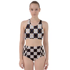 Illustration Checkered Pattern Decoration Racer Back Bikini Set by Sapixe