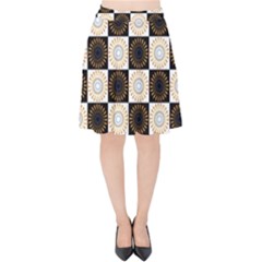 Illustration Checkered Pattern Decoration Velvet High Waist Skirt by Sapixe