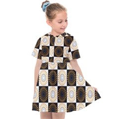 Illustration Checkered Pattern Decoration Kids  Sailor Dress by Sapixe