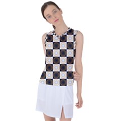 Illustration Checkered Pattern Decoration Women s Sleeveless Sports Top